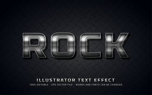Rock 3d editable text style effect vector