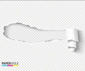 Rolled up ripped paper hole background vector