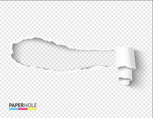 Rolled up ripped paper hole background vector