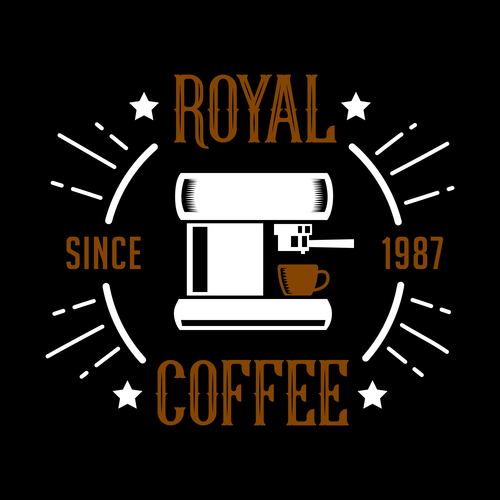 Royal coffee badges logo vector