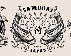 Samurai badge vector