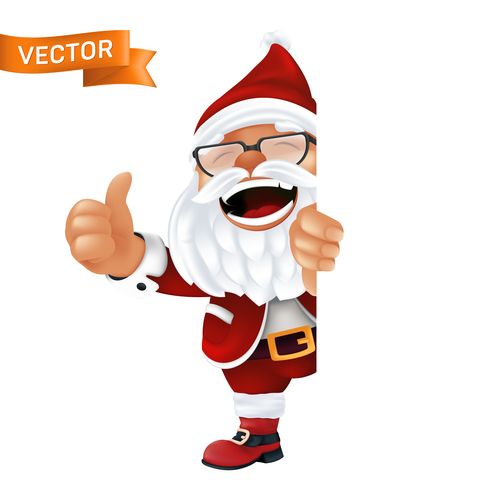 Santa Claus cartoon icon vector hiding behind white cardboard