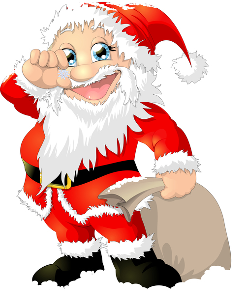 Santa Claus vector holding a pentagram snowflake
