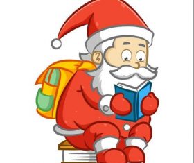 Santa Claus vector reading a book