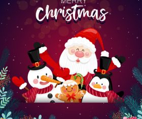 Santa and friends background vector