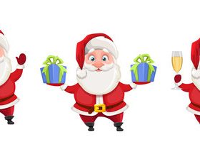 Santa cartoon illustration vector in different poses