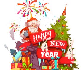 Santa claus new year gift vector