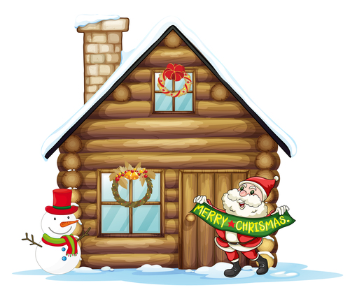 Santas wooden house vector
