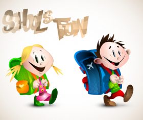 School fun cartoon illustration vector