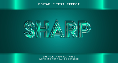 Sharp 3d editable text style effect vector