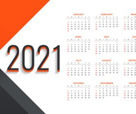 Simple 2021 calendar vector