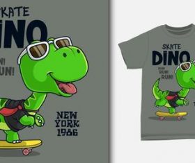 Skate dino T-shirt printing design vector