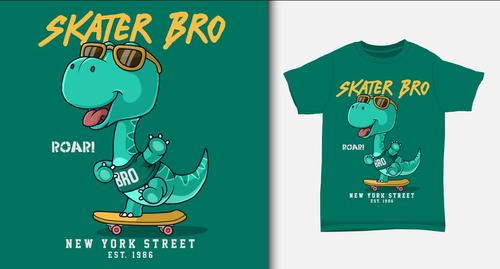 Skater bro and T-shirt printing design vector