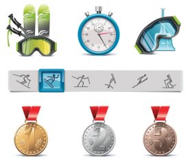 Skiingand medal vector