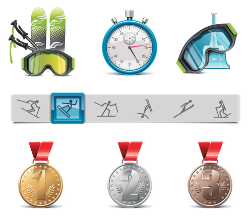 Skiingand medal vector