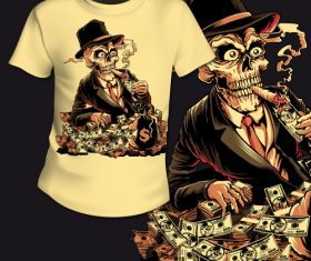 Skull t-shirt printing pattern design vector