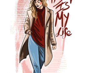 Slogan of beautiful young girl illustration vector