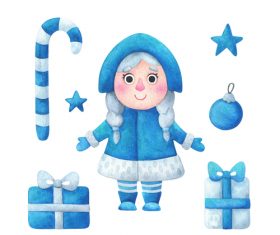 Snow maiden Christmas illustrations vector