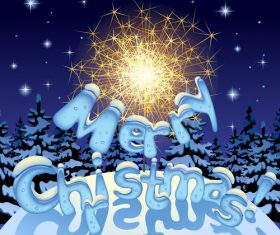 Snow scene christmas greeting card vector