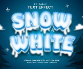 Snow white editable font effect text vector