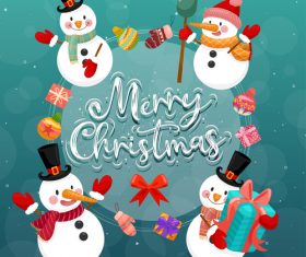Snowman background christmas card vector