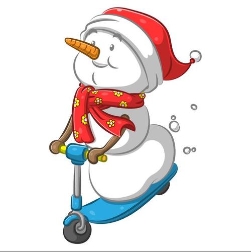 Snowman playing skateboard vector