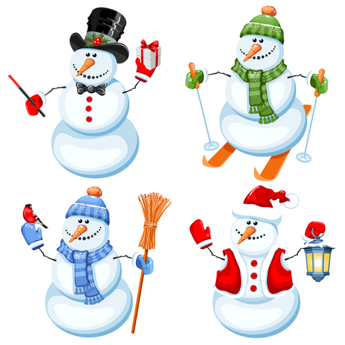 Snowman vector in different poses