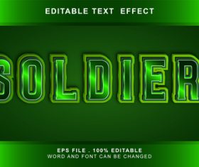 Soldier 3d editable text style effect vector