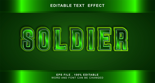 Soldier 3d editable text style effect vector