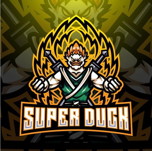 Super duck esport mascot logo vector