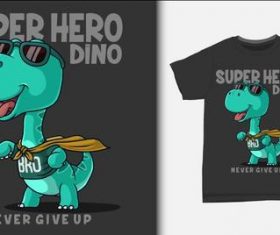 Super hero dino T-shirt printing design vector