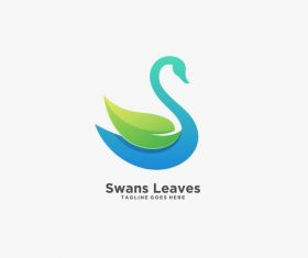 Swans leaves logos vector