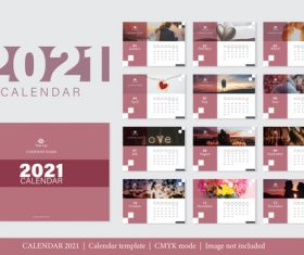 Sweet couple background 2021 calendar vector