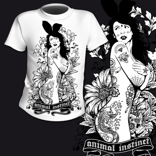 Tattoo girl t shirt printing pattern design vector