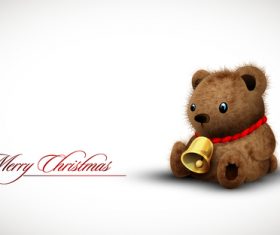 Teady bear Christmas card illustration vector