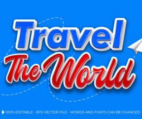 Travel 3d editable text style effect vector