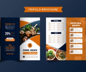 Trifold brochure food menu vector