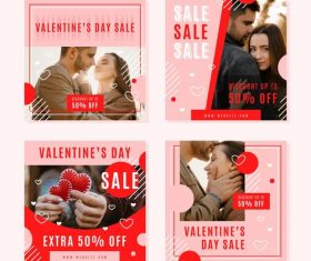 Valentines Day sales posts vector