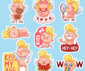 Valentine's day funny stickers vector
