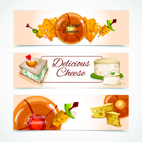 Various cheese banner vector