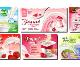 Various flavors of yogurt poster vector