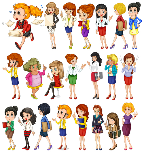 Various professional women cartoon vector