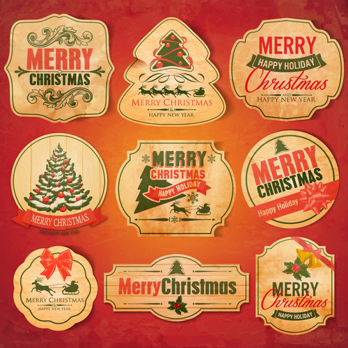 Vintage Christmas greeting card vector