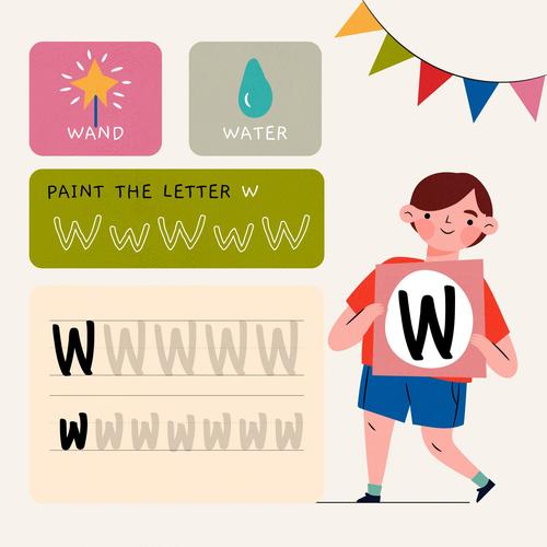 W letter word meaning and spelling vector