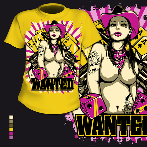 Wanted T-shirt printing pattern design vector