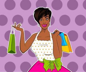 Woman Vector Holding Shopping Bags
