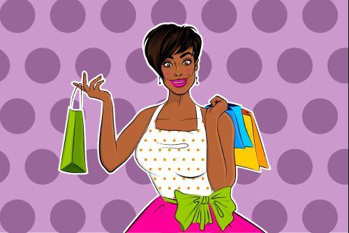 Woman Vector Holding Shopping Bags