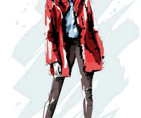 Woman hand drawn vector