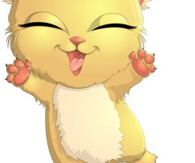 Yellow fur cute kitten cartoon vector