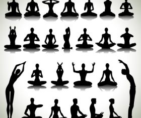 Different yoga girl silhouette vector free download